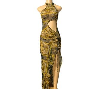 Chic Asymmetrical Brown Cut-Out Dress